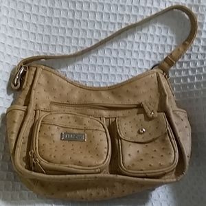 Tan Ostrich style Multi Sac purse